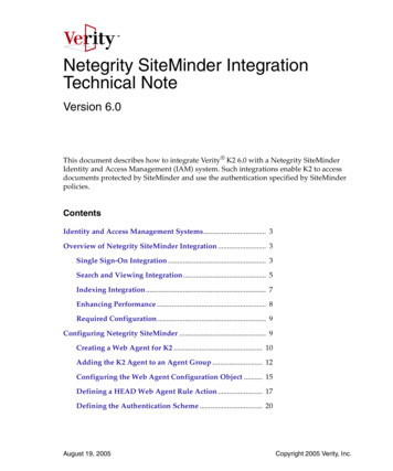 Netegrity SiteMinder Integration Technical Note
