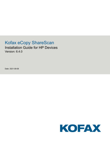 Kofax ECopy ShareScan Installation Guide For HP Devices