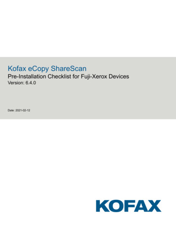 Kofax ECopy ShareScan Pre-Installation Checklist For Fuji-Xerox Devices
