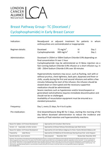 Breast Pathway Group TC (Docetaxel / Cyclophosphamide) In Early Breast .
