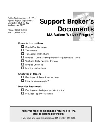 Public Partnerships, LLC (PPL) Support Broker's Agency Payroll .
