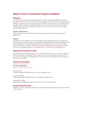 Master Of Arts In Economics Program Handbook