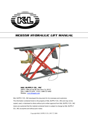 MC655R HYDRAULIC LIFT MANUAL - The Redline Engineering Store