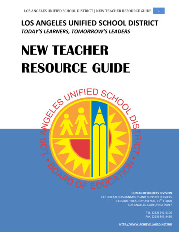 NEW TEACHER RESOURCE GUIDE - Los Angeles Unified School District
