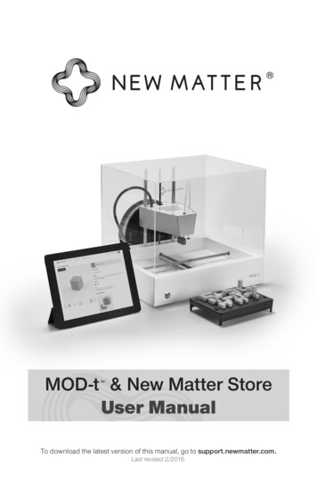 MOD-t & New Matter Store User Manual - Treatstock