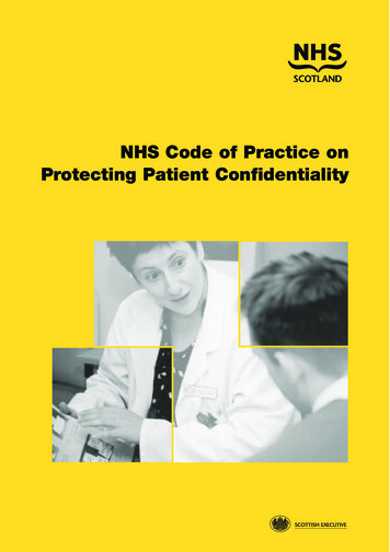 NHS Code Of Practice On Protecting Patient Confidentiality