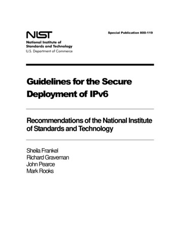 Guidelines For The Secure Deployment Of IPv6 - NIST