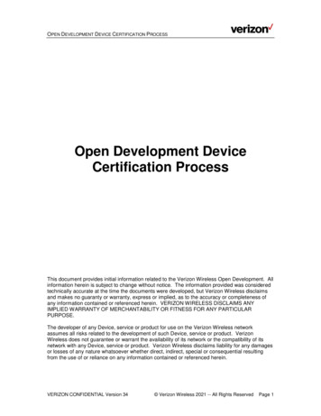 Open Development Device Certification Process - Verizon Wireless