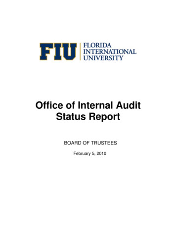 Office Of Internal Audit Status Report - Oia.fiu.edu