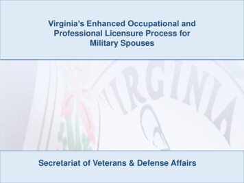 Virginia's Enhanced Occupational And Professional Licensure Process For .