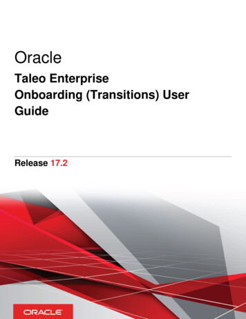 Onboarding (Transitions) User Guide - Oracle