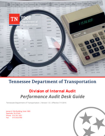 Division Of Internal Audit Performance Audit Desk Guide - Tennessee
