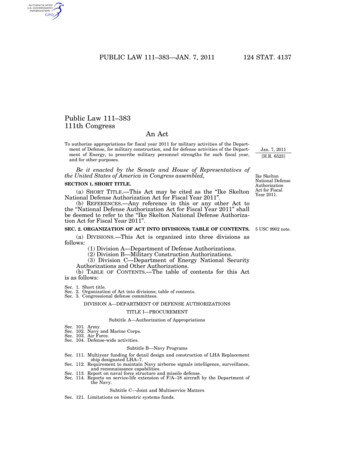 Public Law 111-383 111th Congress An Act