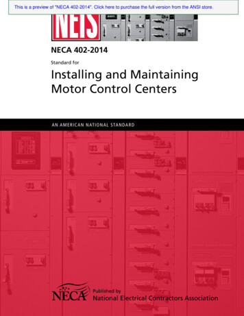 Standard For Installing And Maintaining Motor Control Centers