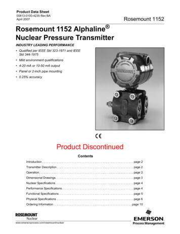 Rosemount 1152 Alphaline Nuclear Pressure Transmitter - Emerson