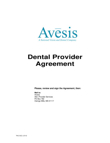 Dental Provider Agreement - Avesis