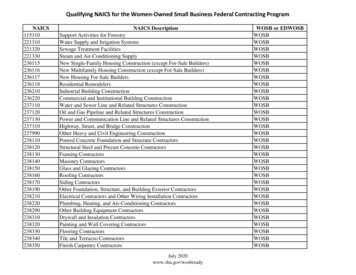Qualifying NAICS For The Women-Owned Small Business Federal . - WBENC
