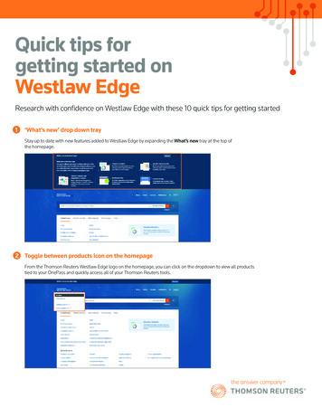 Quick Tips For Getting Started On Westlaw Edge - Thomson Reuters