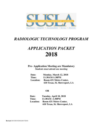 RADIOLOGIC TECHNOLOGY PROGRAM - Southern University At Shreveport