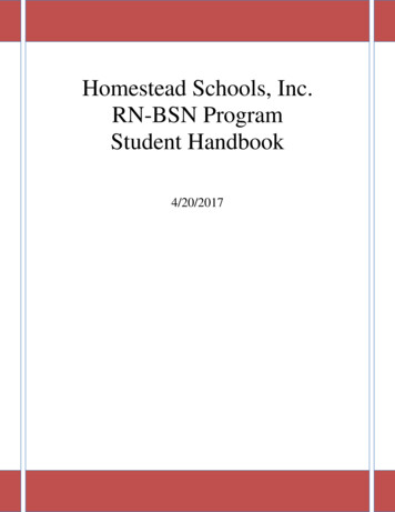 Homestead Schools, Inc. RN-BSN Program Student Handbook