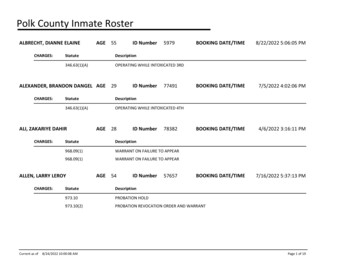 Polk County Inmate Roster - Polk County, Wisconsin