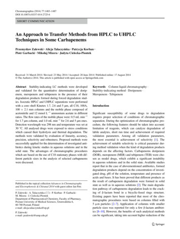 An Approach To Transfer Methods From HPLC To UHPLC . - Springer