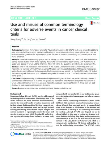 Use And Misuse Of Common Terminology Criteria For Adverse Events In .