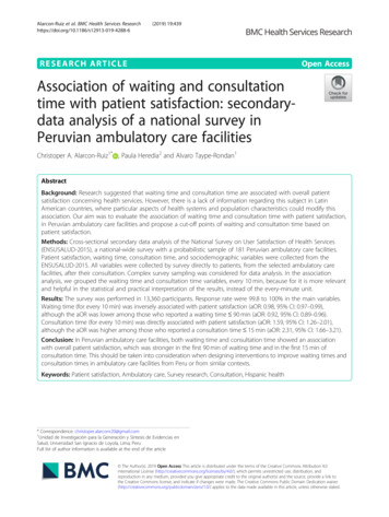 Association Of Waiting And Consultation Time With Patient Satisfaction .
