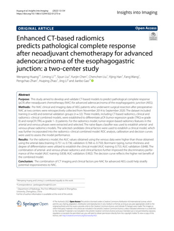 Enhanced CT-based Radiomics Predicts Pathological Complete Response .