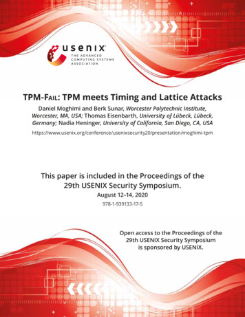 TPM-Fail: TPM Meets Timing And Lattice Attacks - USENIX