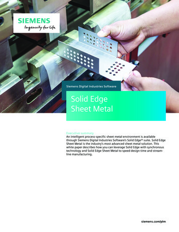 Siemens Digital Industries Software Solid Edge Sheet Metal - OnePLM Limited
