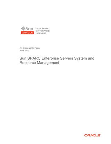 Sun SPARC Enterprise Servers System And Resource Management - Oracle