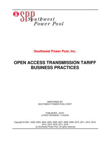 Open Access Transmission Tariff Business Practices