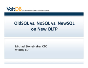 OldSQL'vs.'NoSQL'vs.'NewSQL' OnNew'OLTP' - USENIX