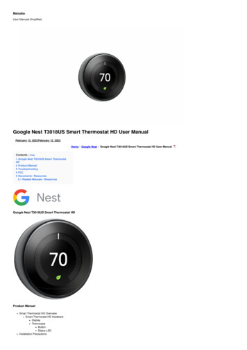 Google Nest T3018US Smart Thermostat HD User Manual - Manuals 