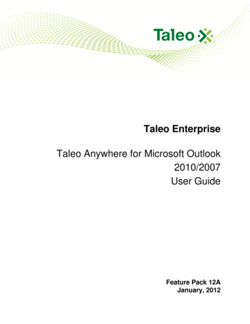 Taleo Enterprise Taleo Anywhere For Microsoft Outlook 2010/2007 User Guide