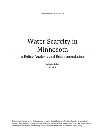 Water Scarcity In Minnesota - University Of Minnesota