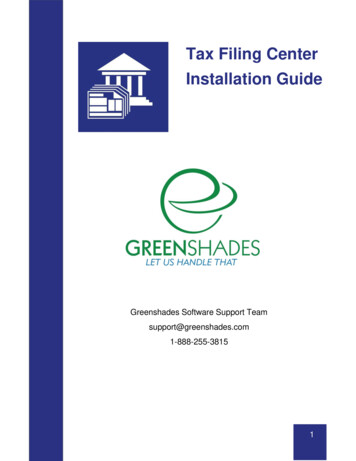 Tax Filing Center Installation Guide - Greenshades