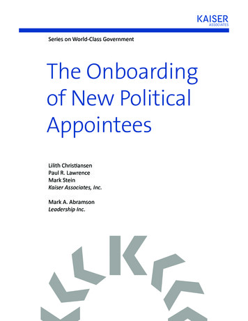 The Onboarding Of New Political Appointees - Kaiser Associates