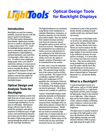 LightTools: Optical Design Tools For Backlight Displays - Synopsys