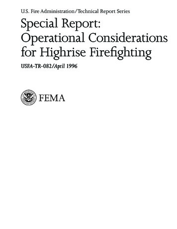 TR-082 Special Report: Operational Considerations For Highrise Firefighting