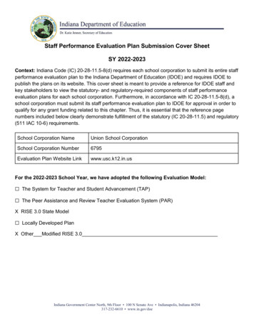 Staff Performance Evaluation Plan Submission Cover Sheet SY 2022-2023