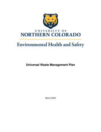Universal Waste Management Plan - University Of Northern Colorado