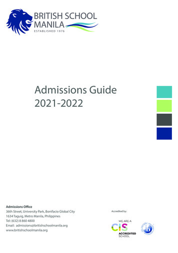 Admissions Guide 2021-2022 - British School Manila