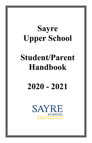 Sayre Upper School Student/Parent Handbook - Sayre School