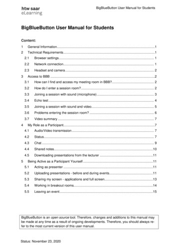 BigBlueButton User Manual For Students - Htw Saar