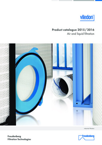 Product Catalogue 2015 / 2016 Air And Liquid Filtration