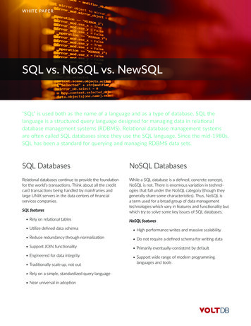 SQL Vs. NoSQL Vs. NewSQL - Hannaconsultantgroup 
