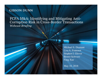 FCPA M&A: Identifying And Mitigating Anti- Corruption Risk In Cross .