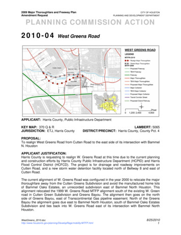 2009 Major Thoroughfare And Freeway Plan Amendment Request PLANNING AND .